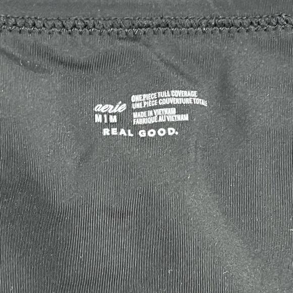 NWT Aerie Ribbed Mix Crossover Cut Out One Piece Swimsuit Sz Medium - Picture 9 of 10